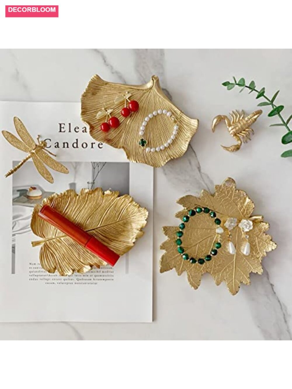 Resin Leaf Shaped Jewelry Dish Ring Holder Trinket Organizer Gift - Picture 5 of 6